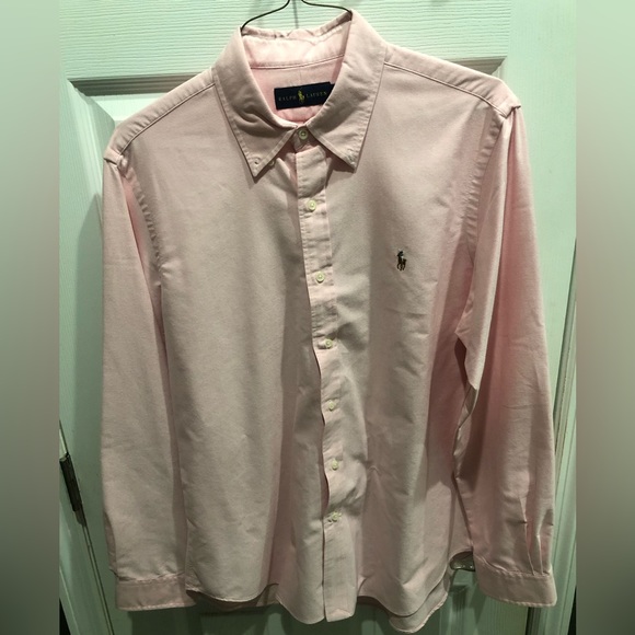 Polo Ralph Lauren Mens Large Pink Dress Shirt Classic Fit Oxford - Picture 2 of 6